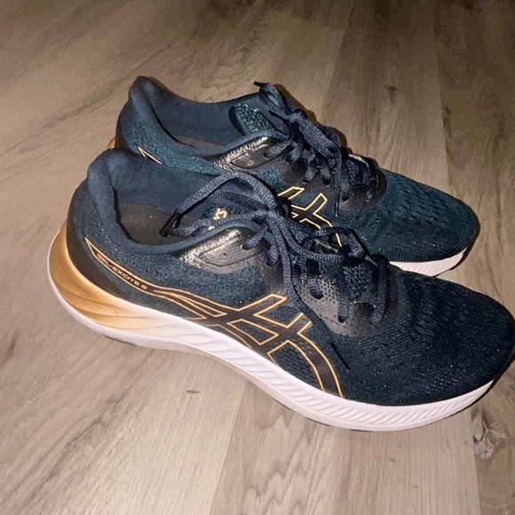 Asics Black and Gold Athletic Shoes Performance Mesh - Picture 1 of 8